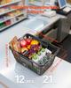 Shopping Baskets, 12 PCS, 21L Stackable PE Plastic Grocery Baskets with Handles, Dense Mesh Structure, Holds up to 9.07kg, Portable for Grocery,
