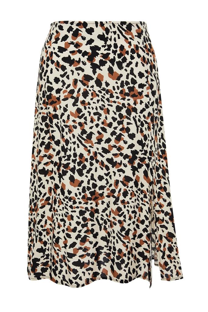 Women's Style Plus Size Black Slit Woven Viscose Skirt