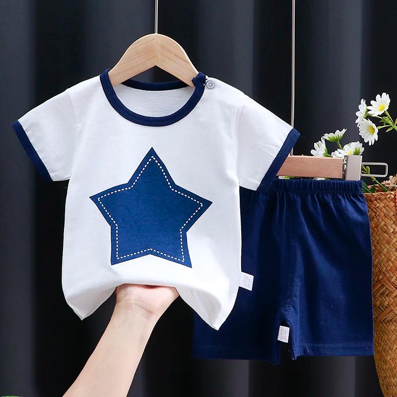 Kids Clothes Set Baby Boy Girl T-Shirt + Shorts Summer Clothing Cotton Cartoon Casual Boys Tracksuit Children Baby Clothes Set