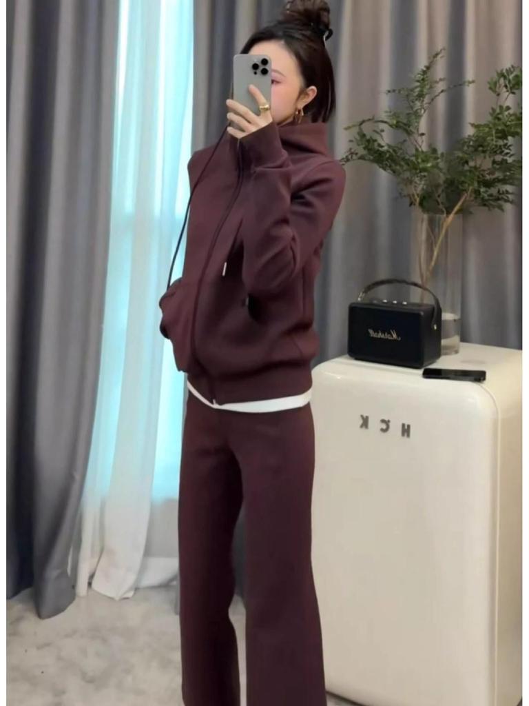 Plus Size Women's Sportswear Set: Hooded Jacket & Wide Leg Pants for Spring/Autumn – Sizes 2-300 Jin