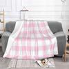 Pastel Pink And White Buffalo Plaid Pattern Hot Sale Printing High Qiality Warm Flannel Blanket Pastel Pink Pink And White