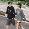 Li Ning Sports Fashion Series Comfortable Casual Letter Print Loose Round Neck Sweatshirt Unisex sweatshirt Asphalt-Gray AWDUE93-4