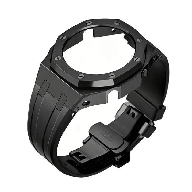 Elegante Edelstahlhülle & Glattes Silikonarmband Rostfreies Stahlgehäuse Einfache Installation für Casioak GA2110 GA2100 Geräte