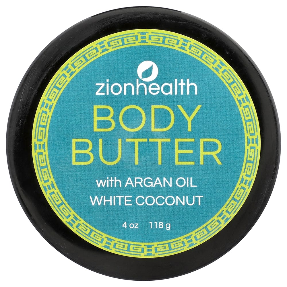 Zion Health Adama Argan Oil Infused White Coconut Body Butter, 4 oz (118 g)