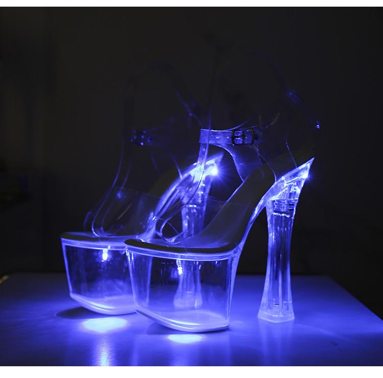 Nové Tlusté Vysoké Podpatky Boty do Nočního Klubu Svítící Boty Dámské Boty Módní Molo Pole Dance Boty Křišťálová Podrážka Sandály LFD-10367-Q1