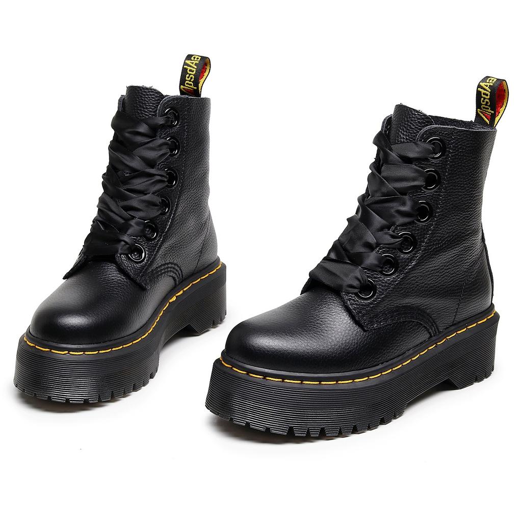 Módní dámské 6-dírové boty na platformě s vzorem liči, evropské a americké, 1460, britské dámské kotníkové boty, šněrovací boty do pasu, pracovní boty