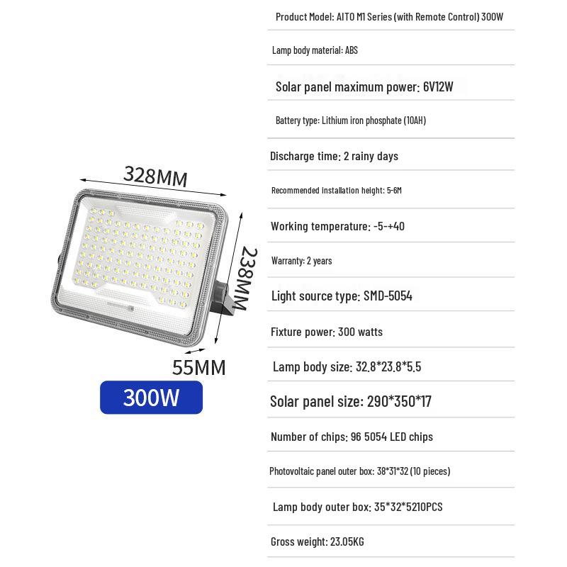 High-Power Waterproof LED Outdoor Solar Floodlight for Courtyards and Rural Areas