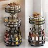 Rotation Condiment Rack Multifunctional Carbon Steel Flavour Storage Tray Round Seasonings Spice Organizer for Kitchen