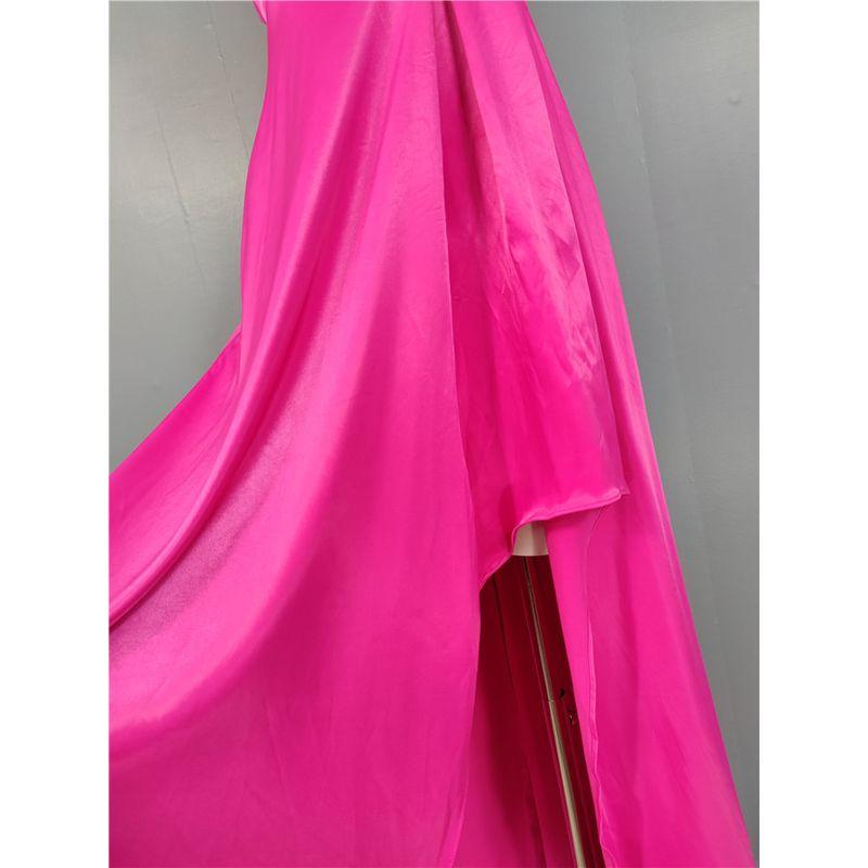 Export Single Summer New Arrival High Quality Smooth Fabric Bright Rose Red Elegant Adult Lady Like Woman Sexy V-neck Dress
