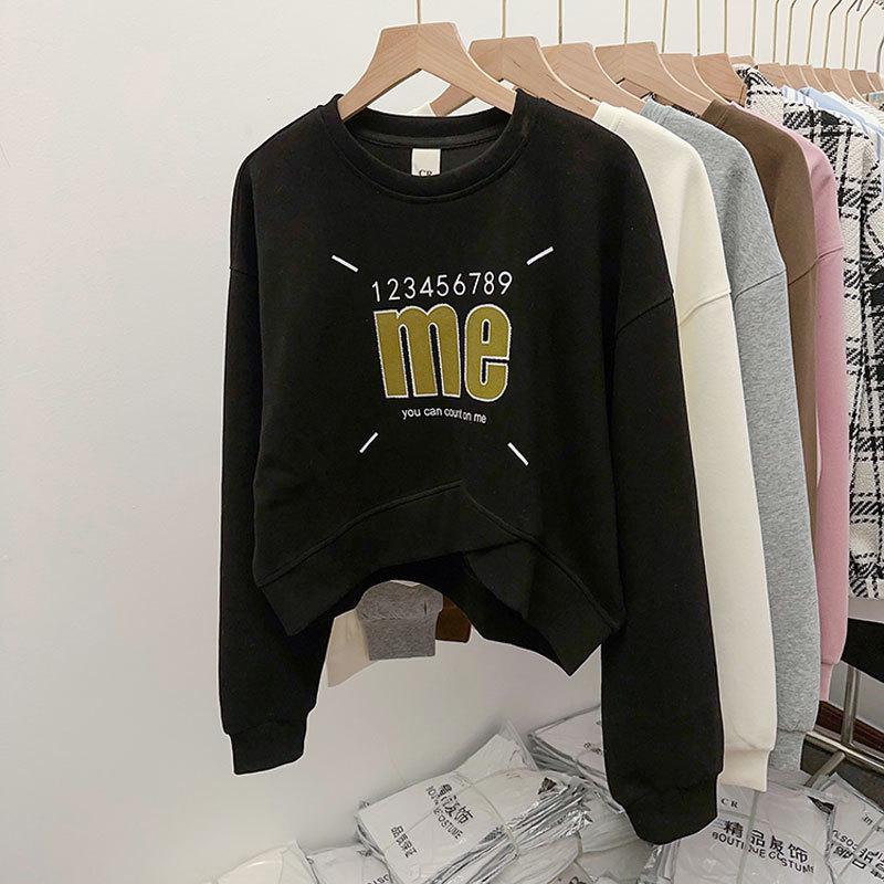 Large American Print Round Neck Long Sleeve Pullover Sweater