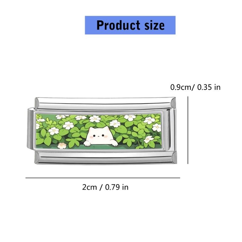 Photo Italian Modular Bracelet Band Link Connector Stainless Steel Texture Jewelry Accessories Suitable for Enthusiasts