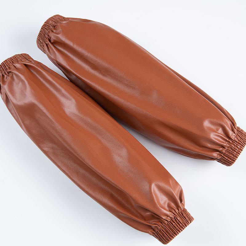 Thick Wear-Resistant Waterproof PU Leather Arm Sleeves for Adults - Oil-Proof Dishwashing and Kitchen Cuffs, Plus Size Available.