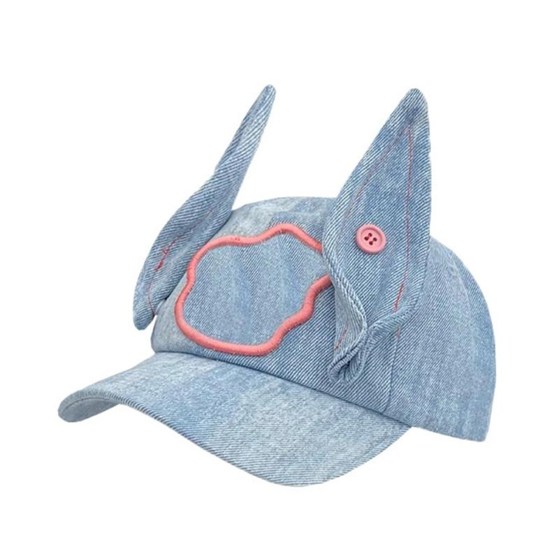 Women 2000s Wash Fabric Baseball Hat with Dog Ear Design for Teens and Girl Fashion Sunproof Hat Women Brithday Gift