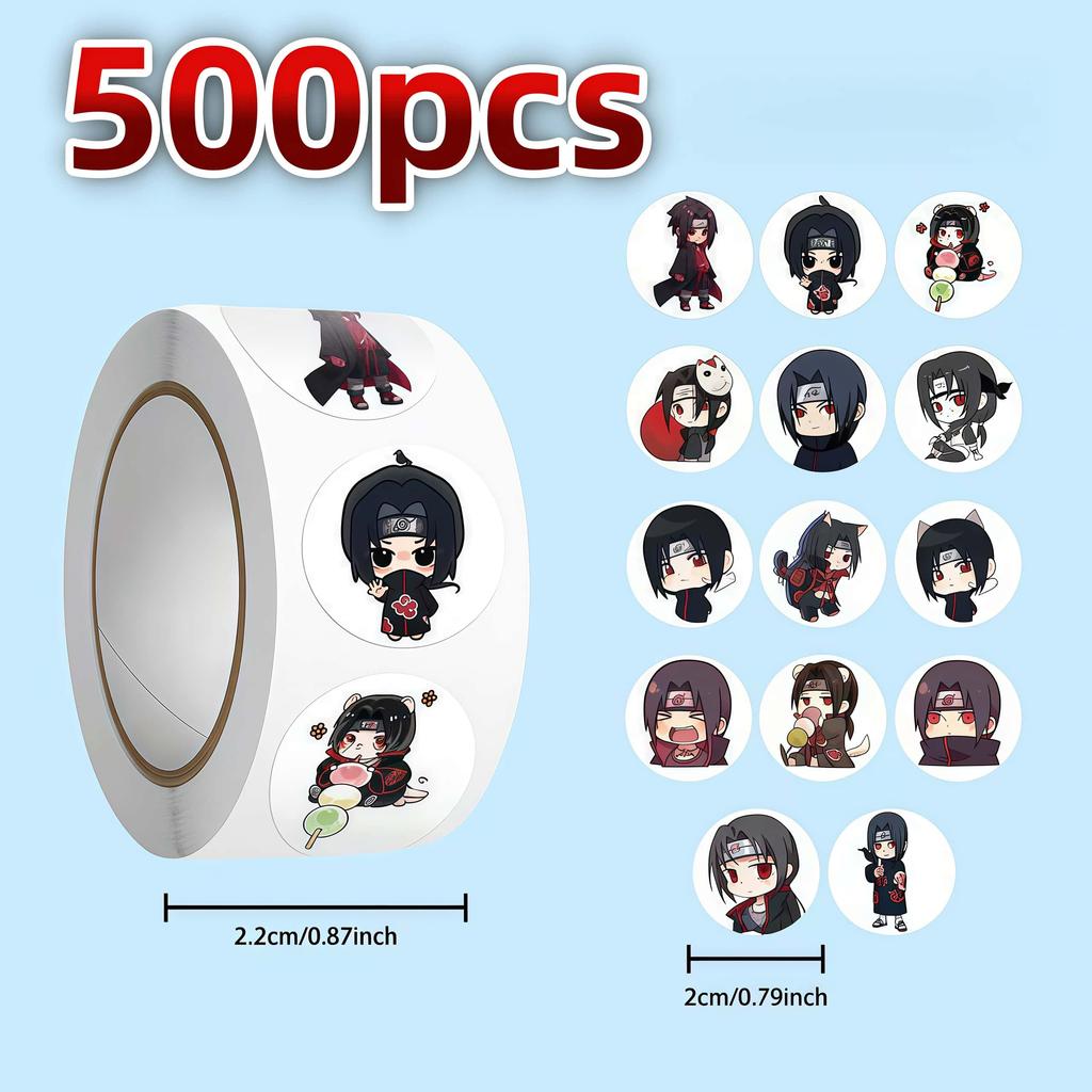 500Pcs Naruto Itachi Uchiha Chibi Sticker Roll, Cute Multi-Expression Anime Decals for DIY, Planner & Gift Decor