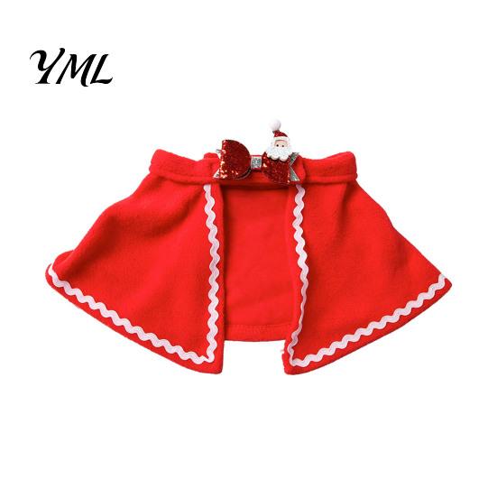 Cat Party Clothes Pet Christmas Cape with Bow, Red Cloak for Small Medium Dogs & Cats, Holiday Apparel Outfit White Wavy Trim, Festive Costume Pets