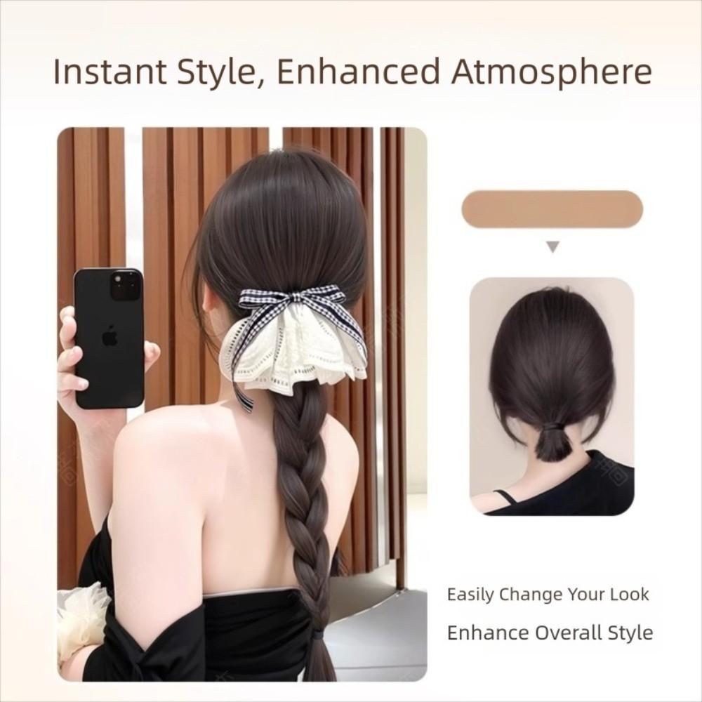 Boxing Braided Bow Lace Hair Bands Ponytail Hair Extension Twist Braid Wig  Daily