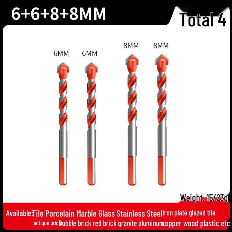 All-in-One 6mm Alloy Triangle Drill Bit for Tile, Concrete, Glass, and Cement