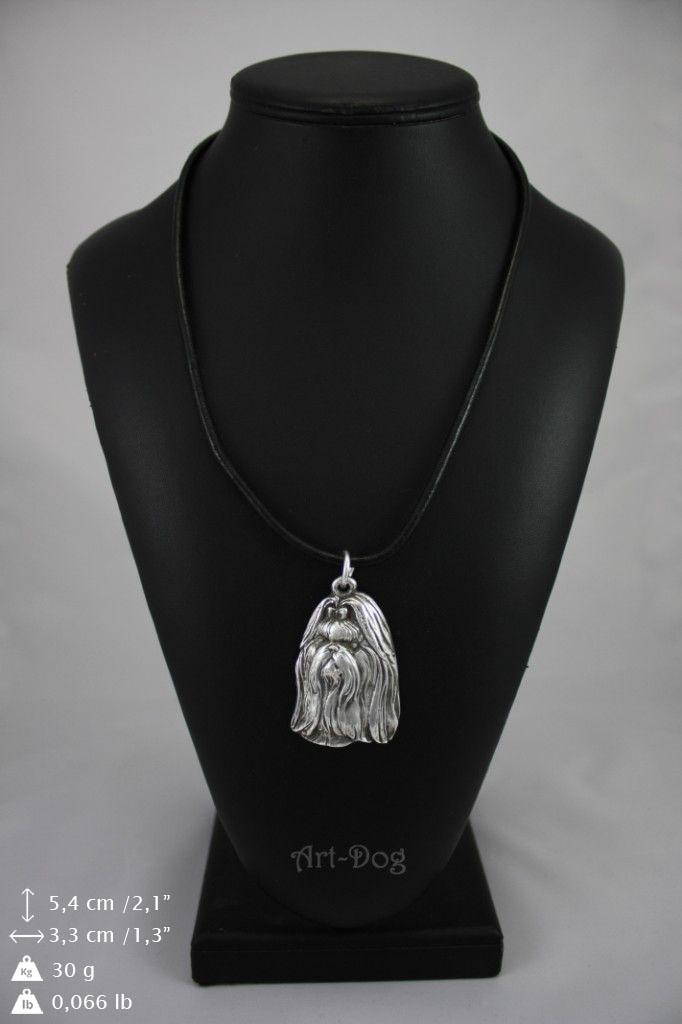 Shih Tzu, Crisântemo Cachorro - Colar para cachorro em caixa de presente, medalhão banhado a prata para fã de cachorro, pingente marcante da marca Art-Dog