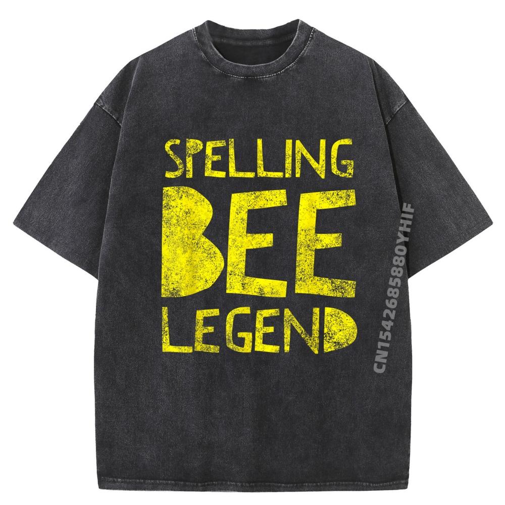 Spelling Bee Legend Word Nerd T-shirts Men Casual Tops & Tees Graphic T Shirt Mens Vintage Washed Clothes