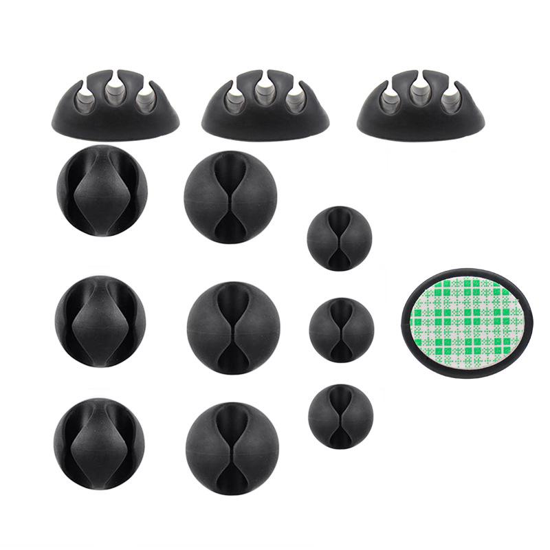 Silicone Desktop Cable Organizer - Self-Adhesive Cable Clip & Management Hub