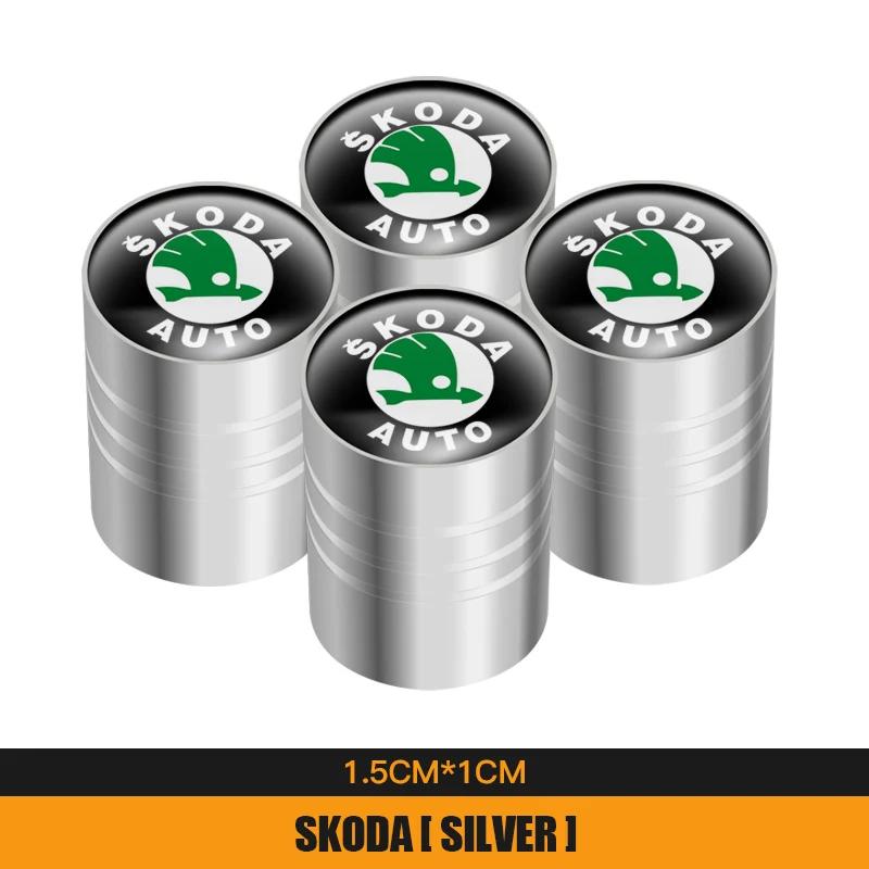 Car Sticker 2025 Hot 4Pcs Car Metal Tire Air Valve Caps For Skoda Octavia Rapid Kodiaq Karoq Fabia Kamiq Superb Derivative Visio