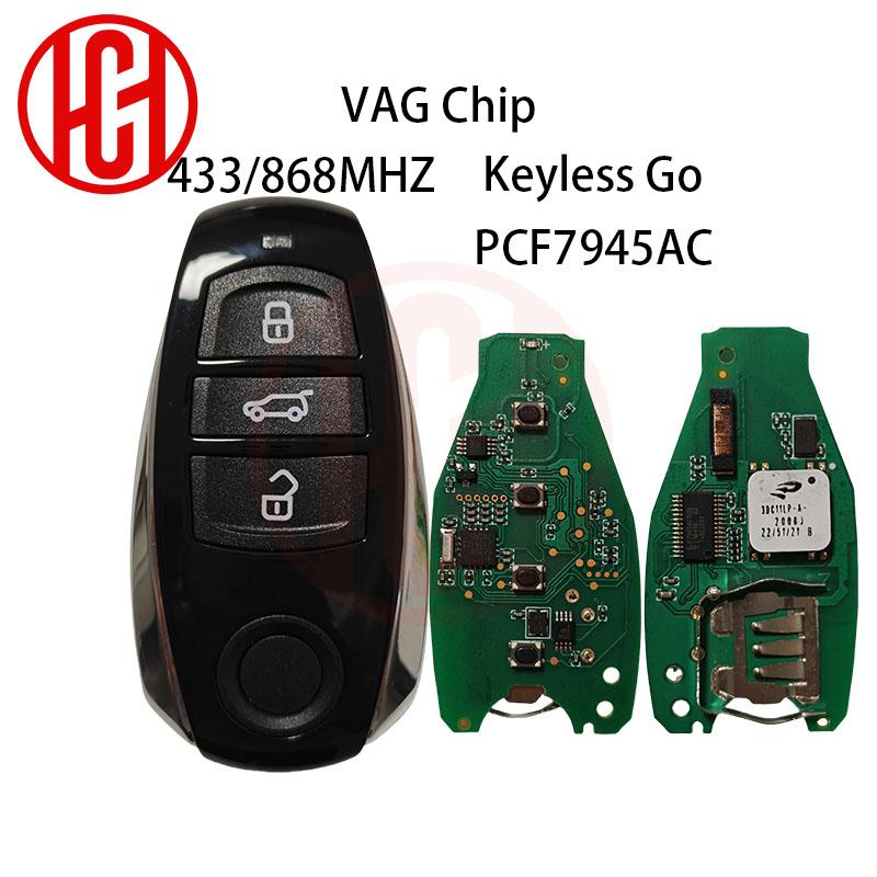 Remote Car Key PCF7945AC HITAG VAG Chip 433MHZ 868MHZ Keyless Go Car Remote Key For VW Volkswagen Touareg 2010-2018