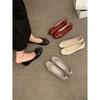 25 spring niche round head ballet shoes flat bow light mouth single shoes French retro patent leather small red shoes