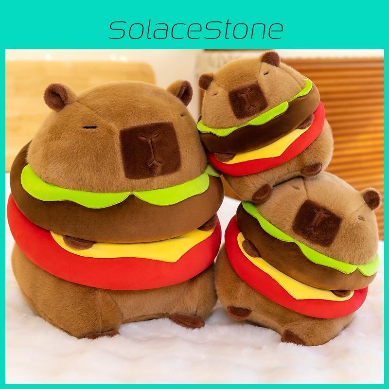 Plush Adorable Capybara Toy Burger Cartoon Girl Sleep Companion Birthday Gift