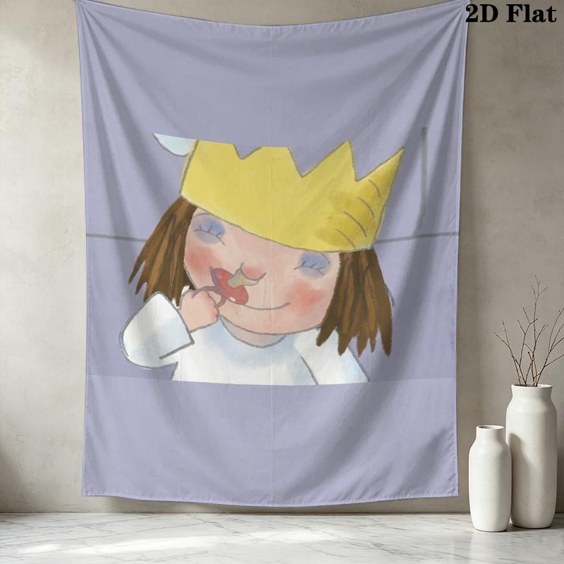 Kleine Prinzessin Pattern Wall Tapestry Aesthetic Wall Hanging Printed Fabric Blanket Decorative Tapestries for Bedroom Living Room Home Decor