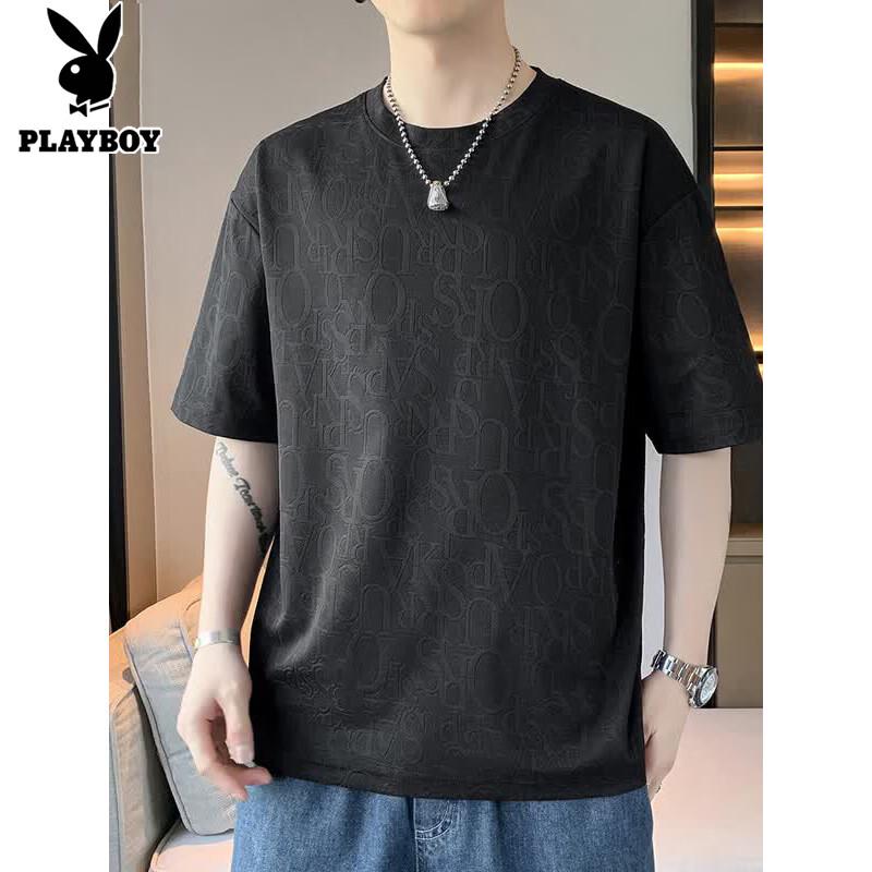 PLAYBOY Men's Jacquard Short Sleeve T-Shirt