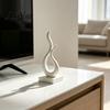 Decorative Office Desk Statues Abstract Flame Sculpture, 3D Printed Modern Minimalist Art Statue with Square Base, Unique Housewarming Gifts