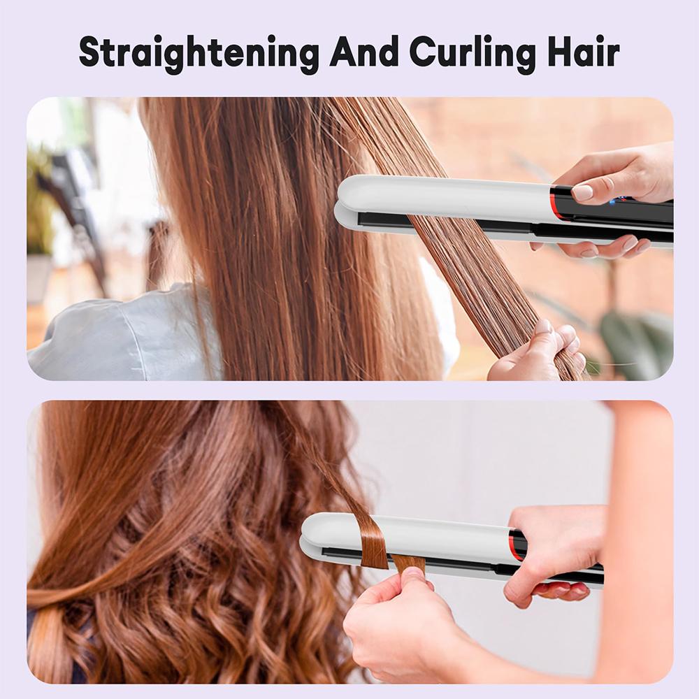 2 In 1 Hair Straightener and Curling Iron 10s Fast Heat Up Flat Iron Professional Ceramic Coating Smoother Hair Styling Tool