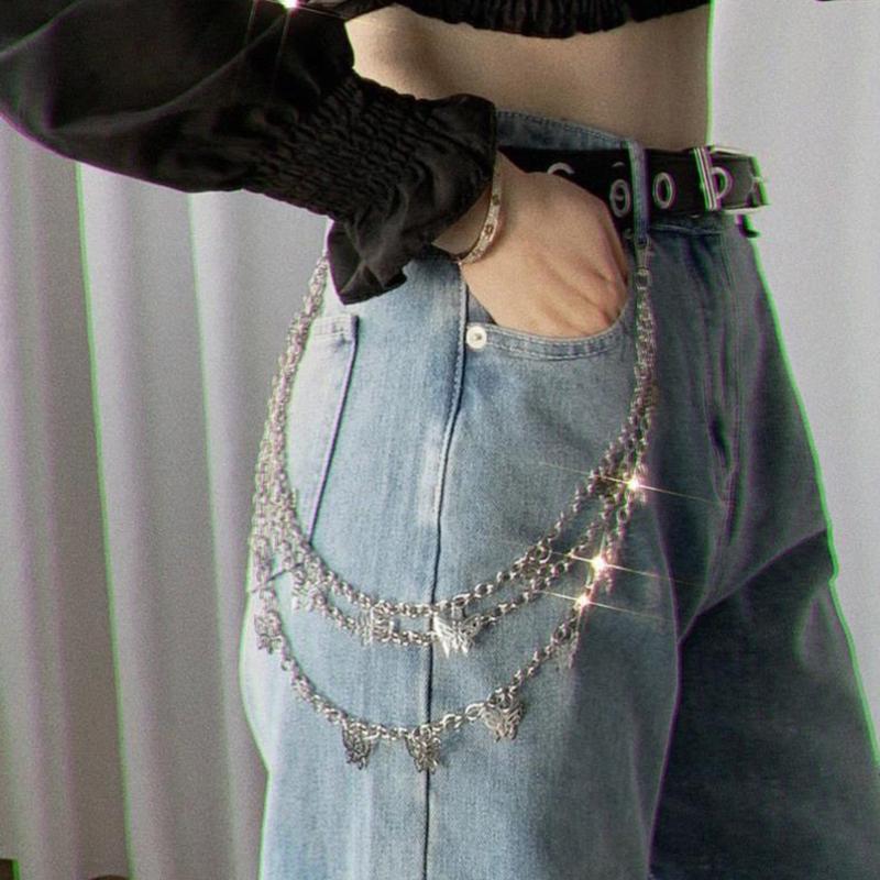 Skirts Chain Three Layer Chain Butterfly Shape Pendant Charm Chain for Teens