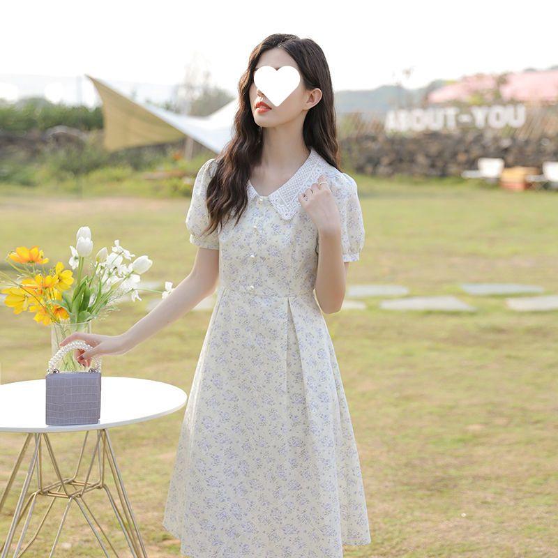 Women's Summer 2025 Petite Lace Floral Dress - Sweet, Gentle Style for Casual Fashion