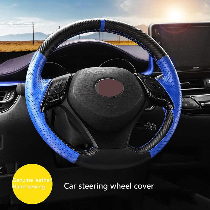 DIY  made paragraph  leather Car Steering Wheel Wrap Cover For Toyota CHR C-HR 2017 2018 Car accessories