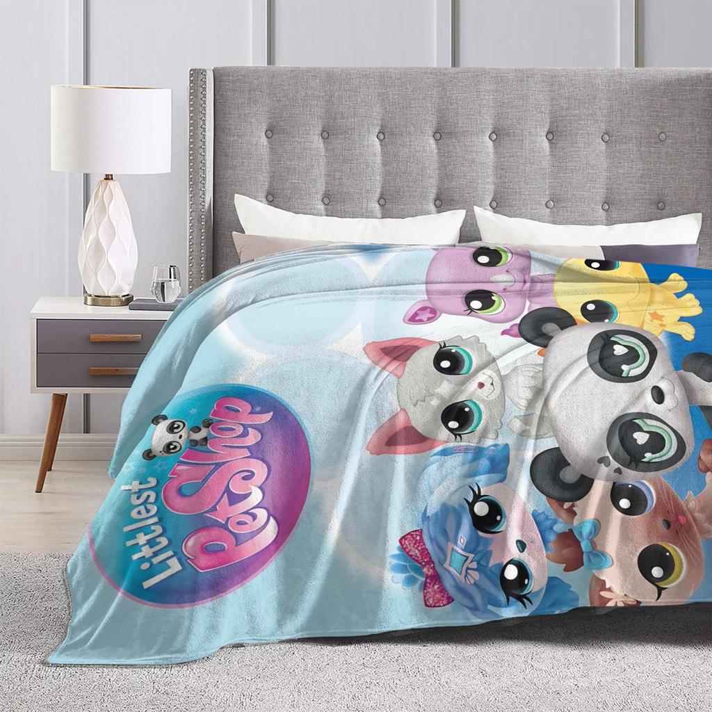 Warm Soft Blanket Camping Littlest Pet Shop Throw Blanket  Flannel Bedspread For Outdoor Novelty Sofa Bed Cover