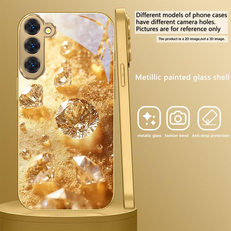 Diamants or brilliant Pour Samsung Galaxy S20 FE S21 S22 S23 Plus S24 Ultra S25Ultra S21+ S9+ S22Plus Coque de téléphone en verre doré
