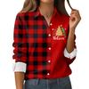 Women's Shirt Blouse Christmas Print Button Long Sleeve Casual Basic Shirt Collar Regular Top