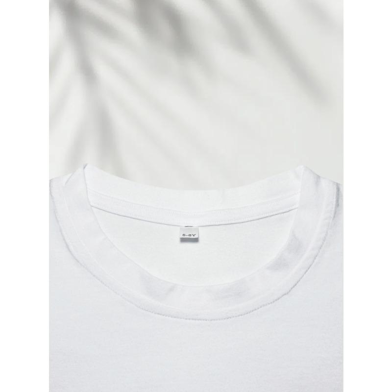 European Sizes 1pc Girls' Round Neck T-Shirt, Easy Bow Design, Cute And Minimalist Fashion Casual All-Match,  Suitable for Girls Under 12