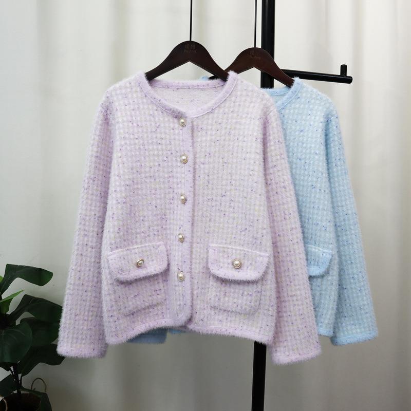 Imitation Mink Velvet Knitted Cardigan Autumn and Winter New Loose Soft Waxy Temperament Sweater Jacket Women