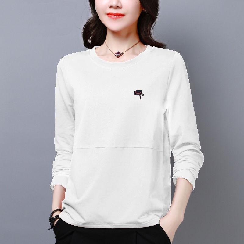 Jin large size Korean version of the new autumn long-sleeved t-shirt for women's loose and thin belly-covering bottoming top