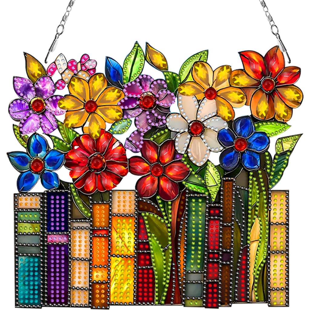 2D/Flat DIY Rhinestone Diamond Art Window Pendants Diamond Painting Set Double Side Print Single Dide Drill Wall Door Decoration