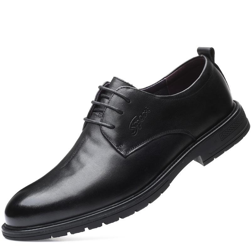 New Cowhide Men's Business Leather Shoes Formal Genuine Leather Mens Shoes Casual Breathable Wear-resistant Soft Shoes Snakes