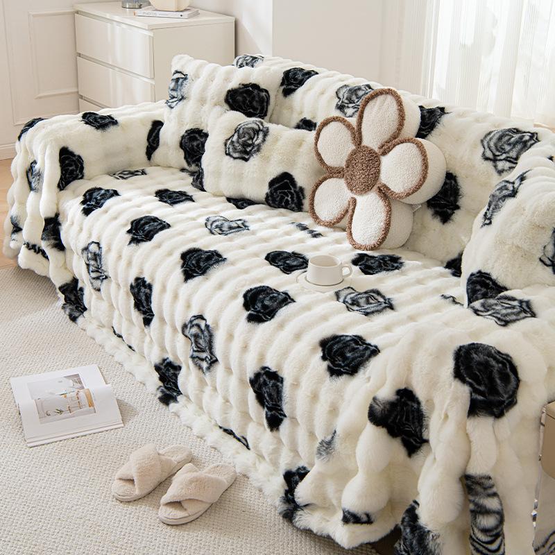 Thickened Gradient Color Plush Sofa Towel Non-Slip Plush Warm Cushion Winter New Plush Sofa Cover Cloth