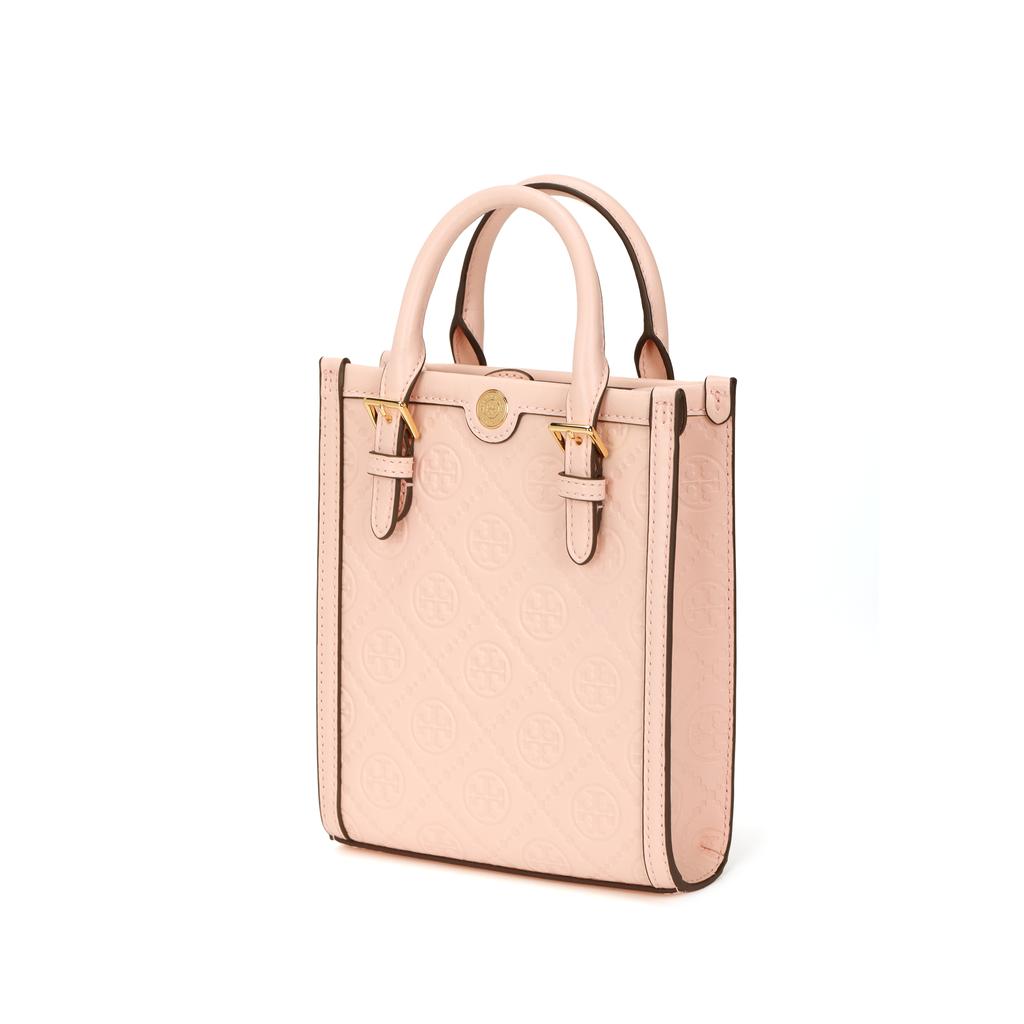 Tory Burch T Monogram Double T Logo Embossed Pattern Mini Tote Bag Women tote Blush 158515-652