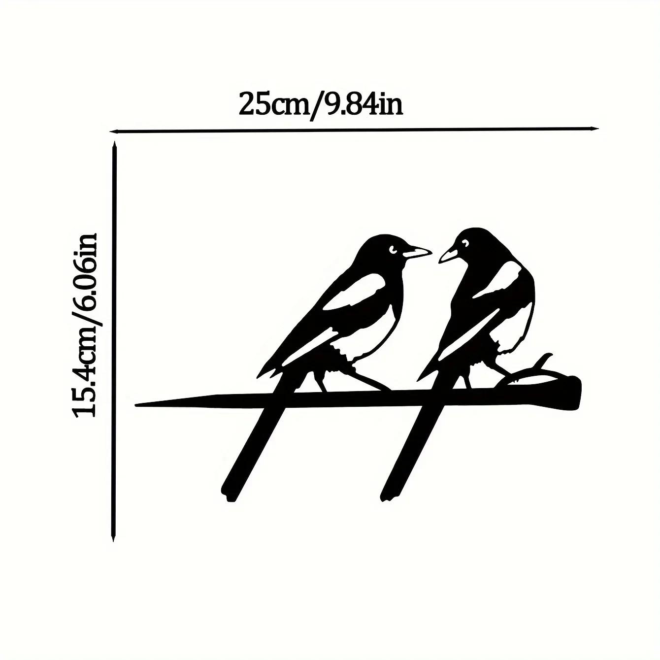 

Изящный силуэт из железа в виде двух птиц — идеальное украшение сада и двора с деревянным колышком для улучшения ограждения ярко-розовый