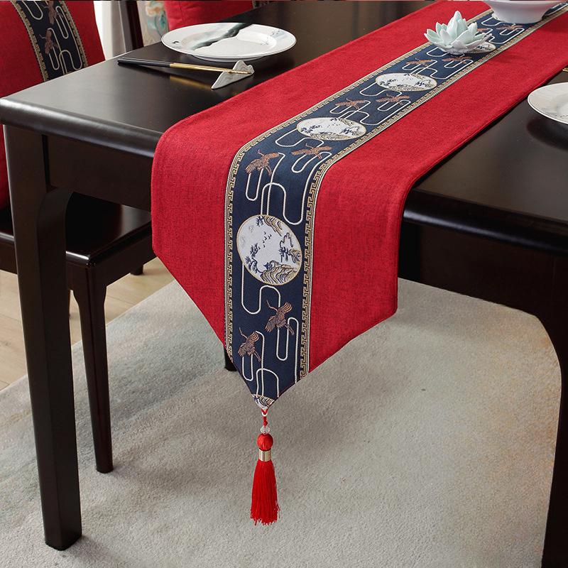 Waterproof New Chinese Style Table Flag Tea Ceremony Zen Tea Mat Tea Table Fabric Long Strip Tablecloth Chinese Style Tablecloth