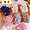Cute Work For Girls Fingerless Plush Flip Korean Mittens Strawberry Half Finger Gloves Women Gloves