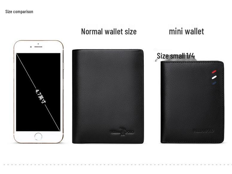 King Paul Ultra-Dünne Herren-Rindsleder-Geldbörse mit Münzfach und Geschenkbox