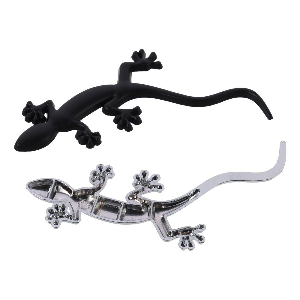 4pcs Zinc Alloy Gecko Car Stickers Silver and Black Gecko Shape Auto Window Door Bumper Decoration 10*3.8cm